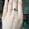 Cluster-Ringe Big Sale Klassischer natürlicher roter Granat-Edelstein-Ring Frauen Silber Schmuck Geburtstagsfeier Jubiläumsgeschenk Wein Weihnachten