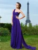 Sexy abito da sera viola a-line formale 2023 senza maniche una spalla in chiffon con perline spacco sul davanti lungo abiti da ballo di promenade Robe De Soiree