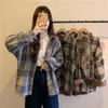 Women's Blouses JMPRS Fall Winter Retro Velvet Thick Plaid Shirt Jacket Women Korean Fashion Long Sleeve Blusa Tops Mujer Casual Loose