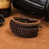 Bracelets porte-bonheur produits tendance Bracelet en peau de vache tissé pour hommes costume rétro personnalité bricolage cinq pièces en cuir mâle