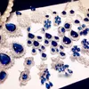 Серьги, винтажные серьги-капли для женщин, однотонные роскошные серьги 925 Bricnos с синим цирконием, темпераментные серьги, ювелирные украшения