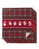 Table Napkin 4pcs Christmas Plaid Lanterns Snowman Square 50cm Wedding Decoration Cloth Kitchen Dinner Serving Napkins