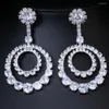 Boucles d'oreilles à la mode forme carrée cercle brillant mariée fiançailles bijoux de mariage élégant femme balancent boucle d'oreille beau cadeau