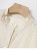 女性のブラウスの女性ポルカドット刺繍シングルブレストシャツ2023夏の女性フリルトリムカラーホローアウトカジュアルブラウス