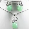 Kolczyki naszyjne Zestaw FYS011 Prawdziwy różowy /zielony /różowy srebrny kolor srebrny morze skorupa Pearl /Jadestone wisiorek