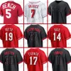 Jonathan Indias Maillots de baseball Cincy 30 Ken Griffey Jr Barry Larkin Johnny Bench Nick Senzel Graham Ashcraft Alexis Diaz Stuart Fairchild Tyler Stephenson