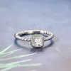 Pierścienie klastrowe Pierścień Obiecaj dla kobiet Koreański kryształowy zaręczyny Zaręczenianie Zamężenie Kolor Białego złota
