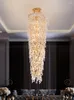 Lampadari Rami romantici Cristallo LED Lampadario moderno in oro Luci Apparecchio Lampade a sospensione a scala lunga Diametro 120 cm H280 cm