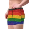 Underbyxor faux glitter regnbåge stolthet flagga underkläder sexig andning hbt gay lesbian boxer trosor shorts trosor mjuka för hane