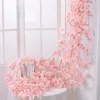 装飾的な花135フラワーヘッド人工桜の花バラの壁吊り飾り飾りrattan偽の植物葉の花輪