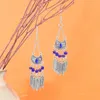 Dangle Earrings Colorful Beaded Women Alloy Feather Tassels Boho Ethnic Pendants Jhumka Carved Bohemian Female