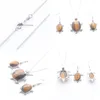 Earrings Necklace Jewelry Sets Dangle Earring For Lady Anniversary Gift Natural Stone Tigers Eye Tortoise Pendant Sier Plated Chai Dhy2S