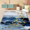 Carpets Nordic Blue Gray Painted Gold Butterfly 3D Printed Carpet Coffee Table Balcony Area Bedroom Decoration Door