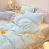 Sängkläder set kawaii rosa set sängöverdrag polyester tvilling full queen size söt monterad dubbel lakan kudde sovrum täcke täcke 230523