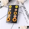 Ohrstecker Paare/Set Harz Gänseblümchen Sonnenblume Ohrringe für Frauen Mode durchbohrt Faux Druzy Disc Dot Schmuck Wholesalestud Drop Delive Dhgarden Dhdo8