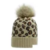 Beanie/Skull Caps Winter Knitted Hat For Women Girls Warm Pom Wool Cap Ladies Leopard Skl Hats Fashion Cuff Beanie Fuzzy Outdoor Dro Dhcj9