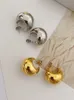 Charm HUANZHI Goldene Farbe Kugel Ohrringe Halbkreis Dick C-förmig Hohl Minimalistisch Retro Unregelmäßige Kugel Ohrstecker Chic für Frauen Schmuck G230307