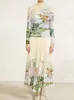 Sukienki robocze miyake Slim Typ Projekt mody Kobiety z długim rękawem Ubranie Pół turtlerek Top Summer Plated Style Printed Body Spódnica