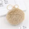 Keychains Lanyards Gold Imitated Rabbit Fur Ball Keychain Nyckelkedja Pom Pomkey Ring för väskor Drop Delivery Fashion Accessories DH6SJ