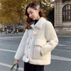 Qnpqyx nowa koreańska moda gruba wełniana kurtka ciepła damska zimowa owcza skóra płaszcza jednoczęściowa futra