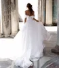 Elegante Al Largo Della Spalla Una Linea Abito Da Sposa Maniche Corte Spacco Laterale Organza Donne Abiti Da Sposa 2023 abiti da sposa