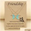 Pendant Necklaces 2Pcs /Set Best Friend Pink Butterfly Woman Necklace Jewelry Alloy Sier Gold Plated Chain Girls Choker Friendship W Dh6Rx