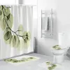 Shower Curtains Bathroom Accessories Modern Minimalist Green Leaf Branch Curtain Non-slip Carpet Toilet Seat Cushion Kit DyuIhr