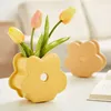 Vases Cutelife INS Nordic Ceramic Yellow Flower Vase Decoration Home Small Arrangement Plant Vase Modern Livingroom Wedding Table Vase 230525