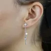 Orecchini pendenti Catena in argento sterling 925 puro con nappa con orecchini a forma di mini stella pavimentata Cz per gioielli da sposa per feste da donna