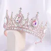 Other Fashion Accessories Baroque Rose Gold AB Color Rhinestone Crystal Queen Crown With Earrings Wedding Tiaras Women Beauty Pageant Diadem Hair Jewel J230525