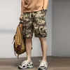 2023 Grigio Estate Rilassato Elastico In Vita Anove Ginocchio Camo Cargo Pantaloncini Uomo Stretch Drstring Cotone Bermuda P230524