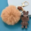 Porte-clés dessin animé mignon flip lapin animal poupée fourrure Pom Poms balle porte-clés femmes sac bijoux voiture clé pendentif G230525