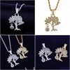 Pendant Necklaces Hip Hop Gold Sier Color Cubic Zircon Us Dollar Money Tree Necklace For Men Iced Out Bling Jewelry Gifts Drop Deliv Dhdpc