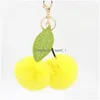 Key Rings Cute Fluffy Faux Rabbit Fur Ball Pompom Keychain Cherry Gold Chain Pom Keyring Bag Charms Wedding Trinket Drop Delivery Jew Dhtgy