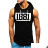 Men'S Tank Tops Mens Brand Gyms Clothing Bodybuilding Hooded Top Cotton Sleeveless Vest Sweatshirt Fitness Workout Sportswear Male D Dhorc