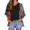 Damesjacks Design Zomer Lange mouw Damesjas Polynesische stam Tattoo -print Tops Chiffon Beach Cardigan Blouse sjaal