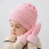 Berretti Cappello invernale per bambini Guanti Set Cappellini per bambini per ragazze e ragazzi con calda fodera in pile