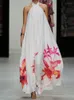 Abiti casual Celmia 2023 Summer Halter Sundress Femme A-line Backless Bohemian Floral Printed Long Robe Sexy Women Loose Maxi Dress