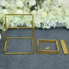 Party Decoration 5st/Set Wedding Square Road Lead Gold-Plated Arch Backdrop Metal Flower Vase Column Stand Event