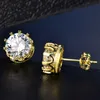Designerska klasyczna korona diamentowa runda 925 srebrne kolczyki stadninowe moda moda luksusowy super blasku kryształ 1 karatowe kolczyki stadninowe damskie biżuteria