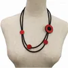 Pendant Necklaces YD&YDBZ Double Layer Rubber Short Necklace For Women Punk Style Red Metal Circle Charms Choker Handmade Accesories