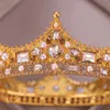 Andere mode -accessoires Vintage Big Royal Crowns Round Tiaras Bride Head Sieraden Pearl Crystal Hair Accessoires Wedding Crown Ornamenten Hoofdband Dia J230525