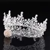 Outros acessórios de moda mamojko barroco folha imitação pérola princesa coroas de noivas caem tiaras para mulher flor flor nobre jóias acessador de cabelo j230525