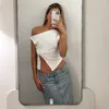 Women's T Shirts Sexy Asymmetrical One Shoulder Sleeveless White Crop Tank Tops For Women 2023 Summer Fashion Button Split Shirt Y2K