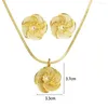 Halskette-Ohrringe-Set FS, personalisierter, trendiger Charm, Blumenform, vergoldet, 18 Karat Farbe, Modeschmuck für Frauen