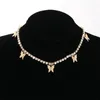 Łańcuchy złoty srebrny wisiorek dla kobiet estetyczny vintage luksusowy diamentowy motyl biżuteria