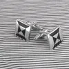 Cuff Links Novo estilo simples Botão de camisa retangular preta masculina Prazada de prata masculina G220525