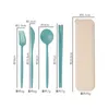 Dinnerware Sets Portable Reusable Spoon Fork Chopsticks Wheat Straw Tableware Cutlery Set Travel Picnic Students Office Kitchen School Use
