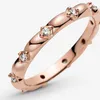 18K rosé gouden bloemblaadjes voor Pandora Crystal Diamond Wedding Party Sieraden Designer Ring Set voor vrouwen Girls Sisters Gift 100% 925 Silver Ring met originele doos