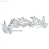 Andere Modeaccessoires Mode Porzellan Blume Hochzeit Krone Braut Haar Tiara Silber Farbe Blatt Kopfschmuck Frauen Party Abschlussball Zubehör Haarschmuck J230525